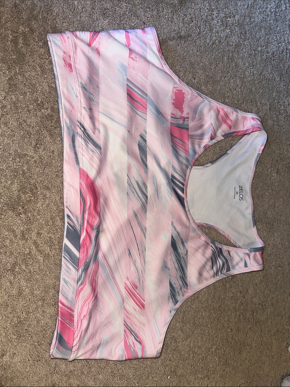 ZELOSPink Marble Racerback Sports Bra